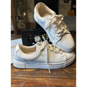 Joie Harvard White Synthetic Leather Lace Up Sneakers Women's Size 7.5M